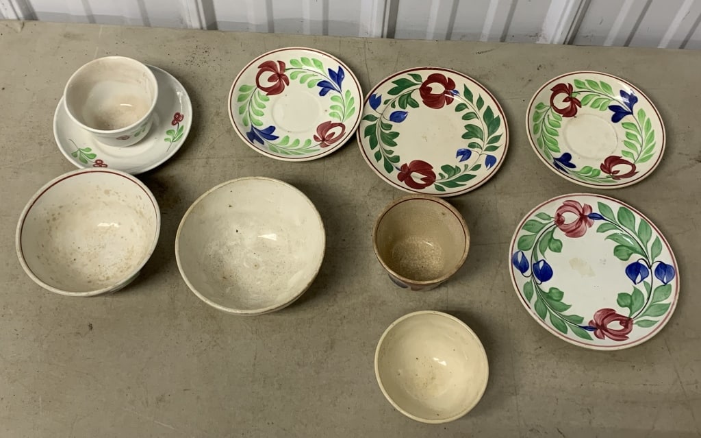 Spatterware cups, saucers and dishes (1 of 7)