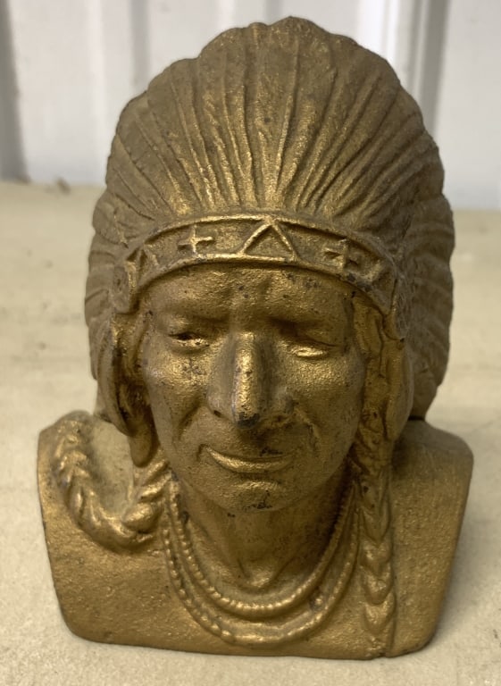 cast iron Indian bust bank (1 of 5)