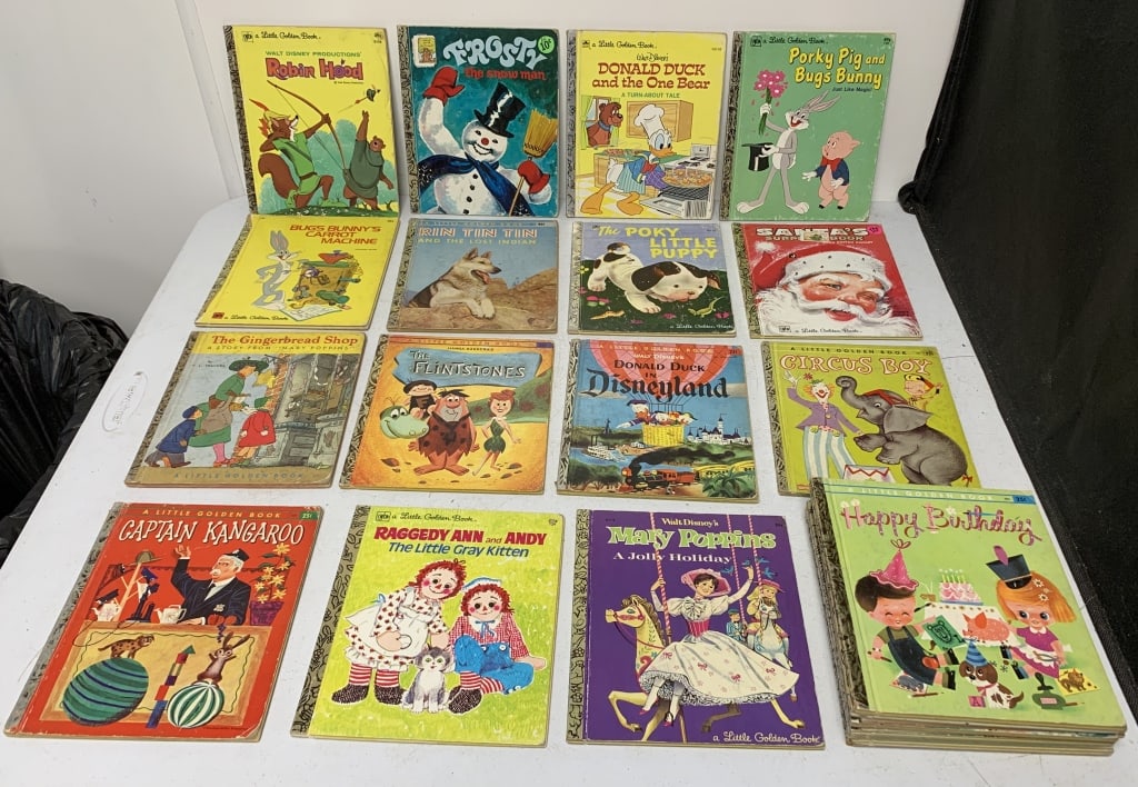 20+ Little Golden Books,Frosty,Porky Pig,Zoo: Raggedy Ann,many others,few stains,tears
