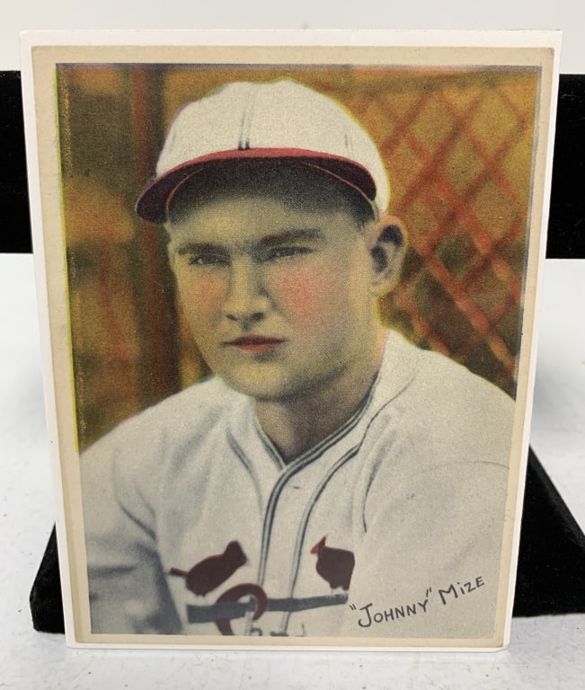 1936 R312 National Chicle Pastel "Johnny" Mize: has some edge discoloration; is shrink-wrapped against backer board