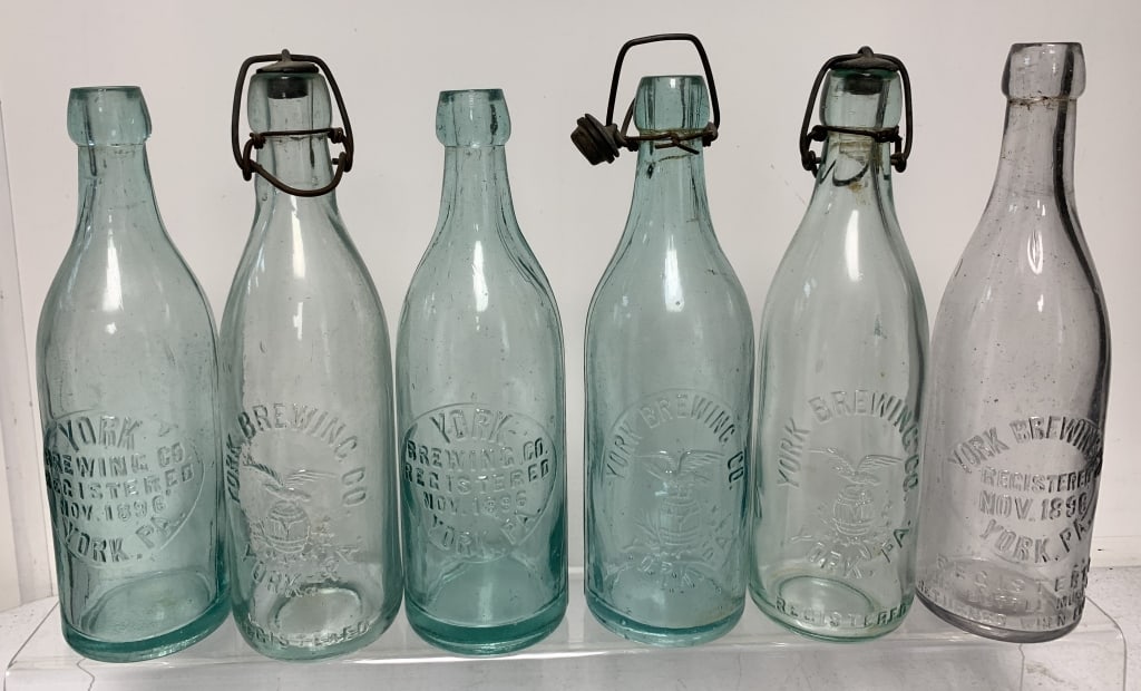 6 York Brewing Co. York, PA bottles: show wear with some scratches
