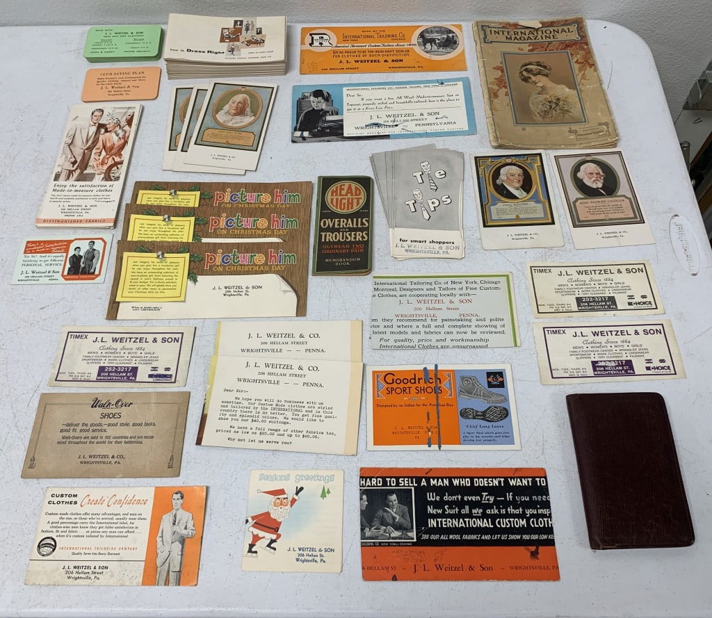 Lot of Advertising from J.L.Weitzel & son: Head Light,Timex,New Way Dry Cleaning,many more