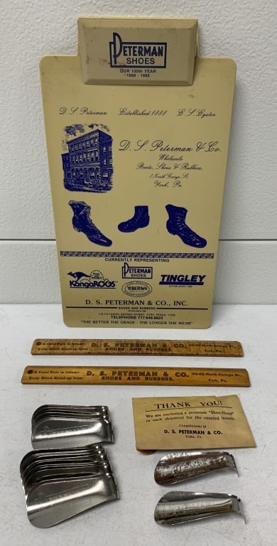 20+ Peterman Shoe Rulers,Shoe Horns,Clipboard: clipboard scratched,some shoe horns rusty,most look new