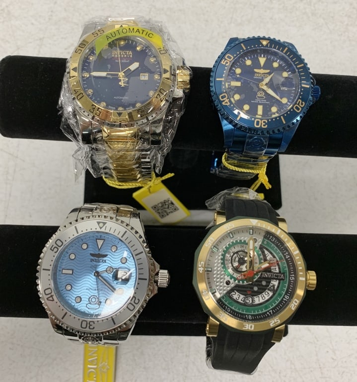 4 Invicta men's watches: have tags and protective wrap; Watch purchases that require shipping must be paid by Wire or Check, no Credit Cards