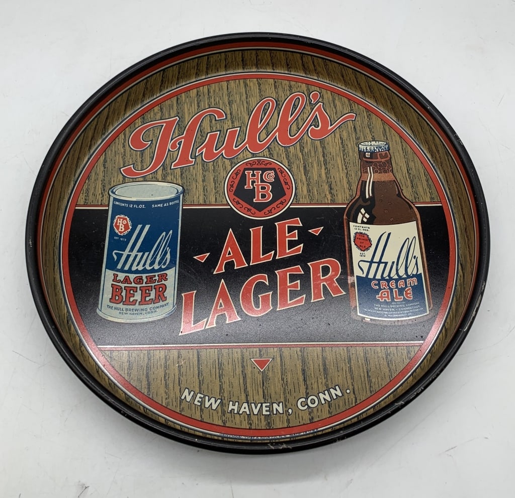 Hull's Ale Lager beer tray: has wear with scratches and some paint loss