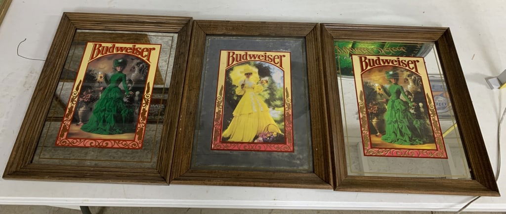 3 Budweiser Girl framed mirrored art pieces (1 of 5)