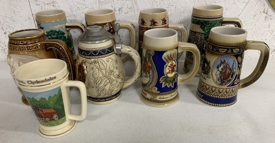 9 Budweiser Clydesdales steins