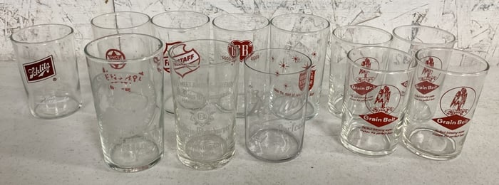 lot of beer advertising glasses