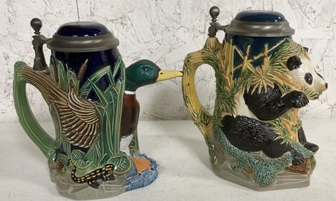 Gerz Mallard & Giant Panda steins