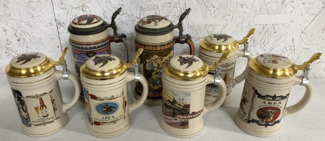 7 Anheuser-Busch steins
