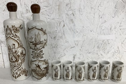 Ceramarte brown Holanda decanter set w/extra