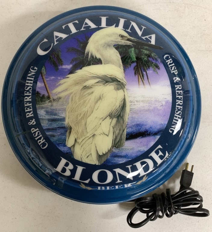 Catalina Blonde Beer lighted sign: untested; has light wear w/scratches