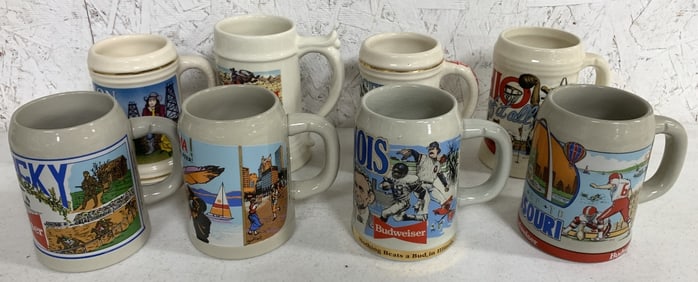 8 Budweiser beer steins