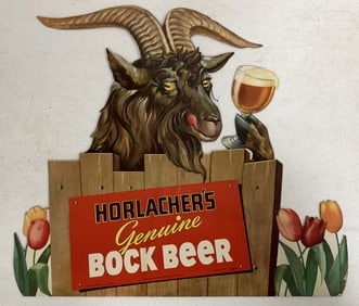 Horlacher's Bock Beer standee sign