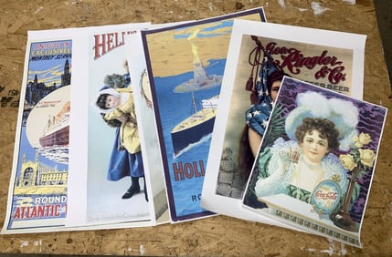 6 modern copies of vintage posters