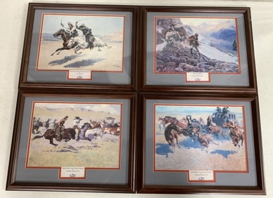 4 Busch sponsored framed Western prints