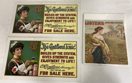 2 Centlivre tonic signs and Listers adv.