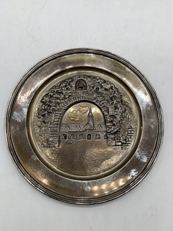 Anheuser-Busch sterling plate: tarnished with some wear