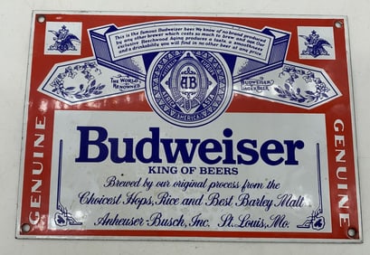 Single Sided Porcelain Budweiser Sign