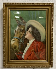 Framed Woman w/ Horse Print