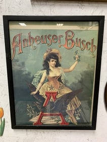 Framed Cardboard Anheuser Busch Advertisement