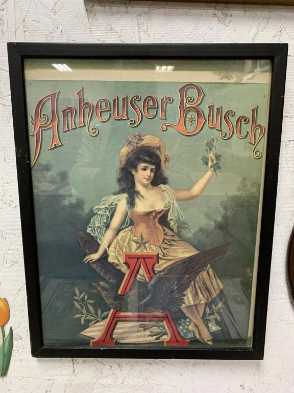 Framed Cardboard Anheuser Busch Advertisement (1 of 3)