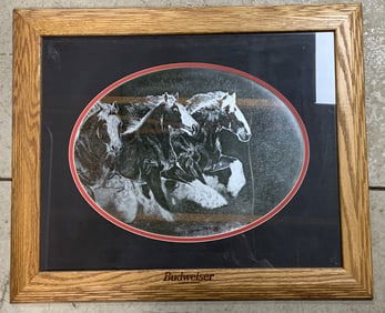 Framed Budweiser Clydesdales Mirror