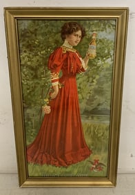 Framed Budweiser Girl Advertisement