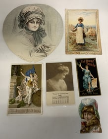 6 pcs- Advertising Trade Cards, Fan, Calendars