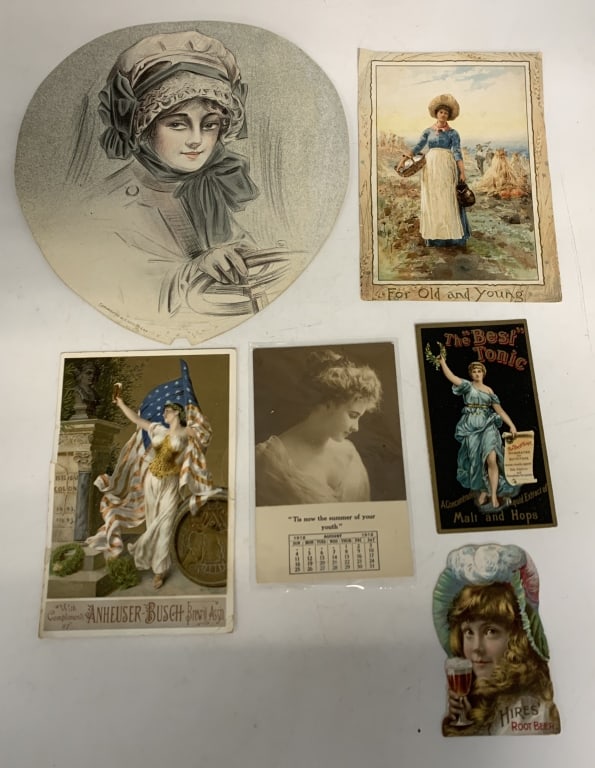 6 pcs- Advertising Trade Cards, Fan, Calendars (1 of 4)