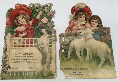 2 Vintage Cardboard Advertising Pcs