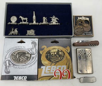 7 Budweiser, Zebco, Jim Beam items, others