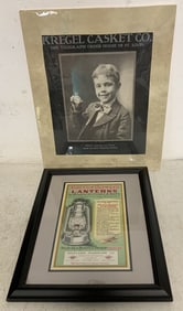 Norleigh Lanterns & Kregel Casket Co. Ads