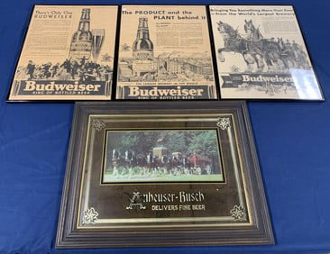 4 Anheuser-Busch & Budweiser Ads & Mirror