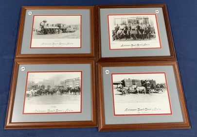lot of 4 Anheuser-Busch Framed Repro Photos