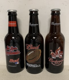 lot of 3 Large Budweiser Glass Bottles
