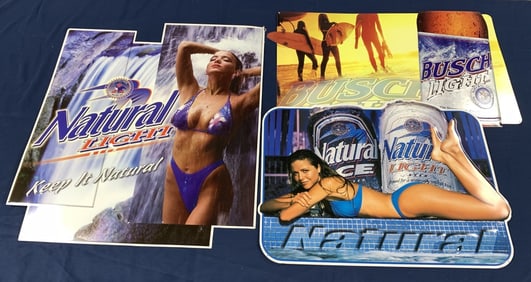 lot of 3 Contemporary Tin Busch Light Signs