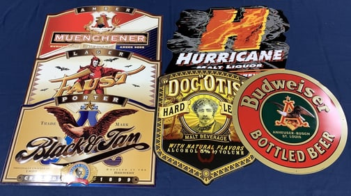 lot of 6 Contemporary Tin Budweiser/Busch Signs