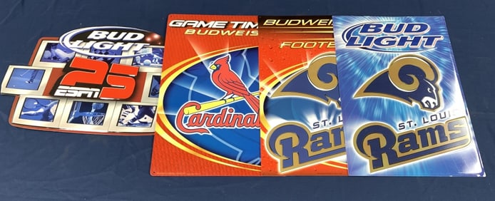 lot of 4 Contemporary Tin Bud Light Signs