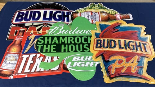 5 Contemporary Tin Budweiser/Bud Light Signs