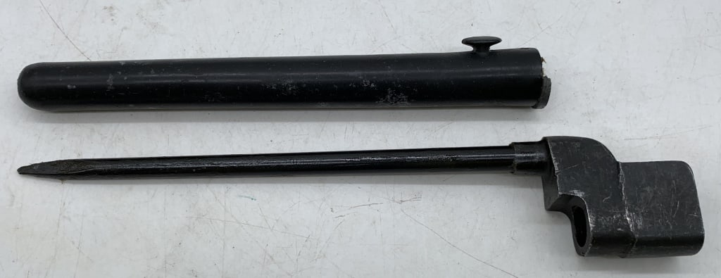 Military Spike Bayonet w/ Scabbard: no names or markings, age, scratches