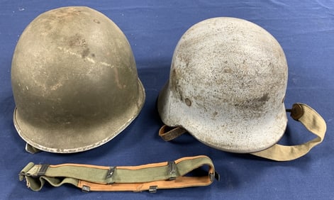 lot of 2 Military Steel Helmets