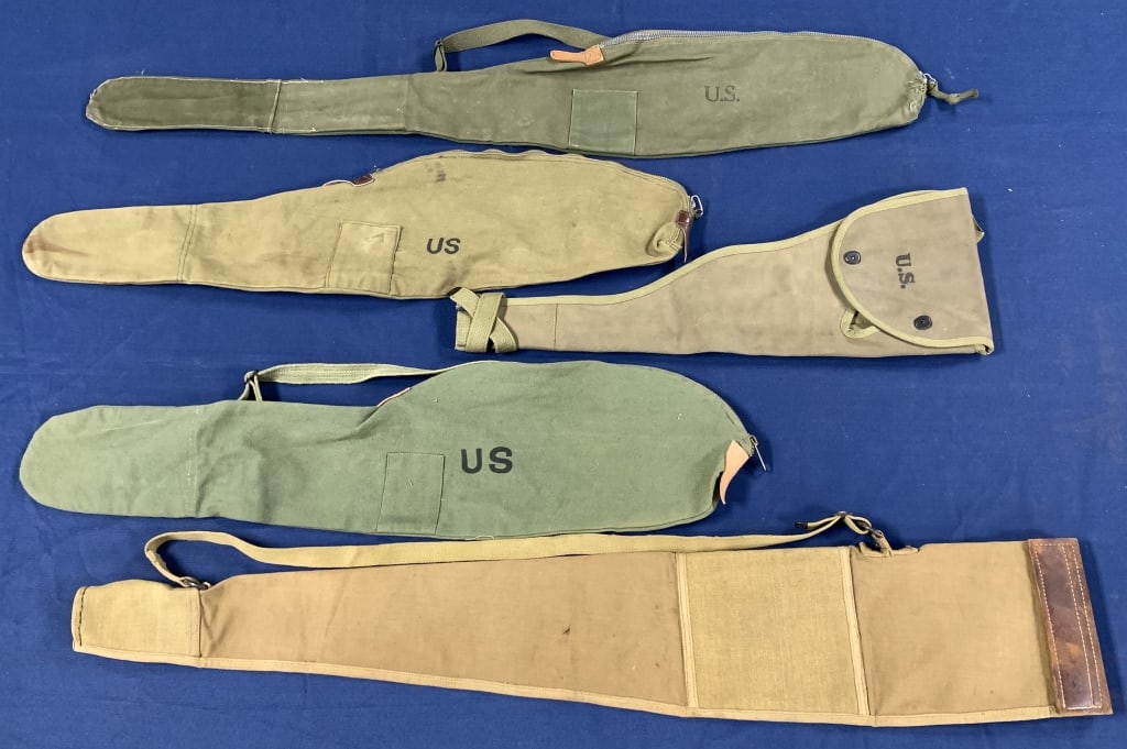 lot of 5 Military Gun Covers: some marked US, all with some age and wear