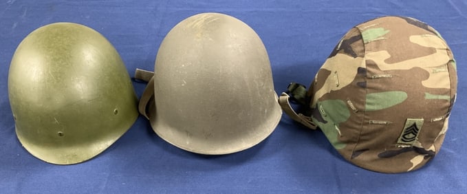 lot of 3 Military Steel Helmets