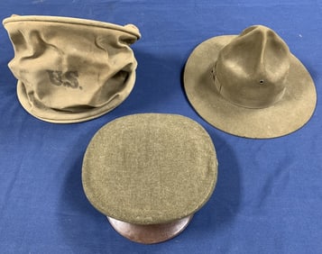 3 pcs- Military Hats & Collapsible Water Bucket