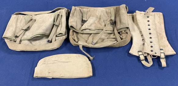 4 pcs- Military Leggings, Knapsacks, Cap