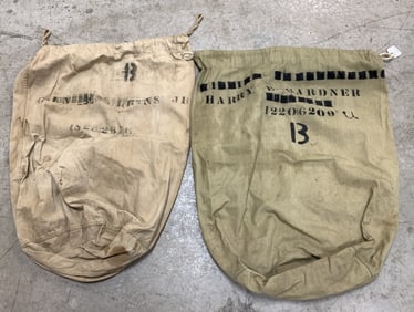 lot of 2 Military Barracks Bags w/ Drawstrings