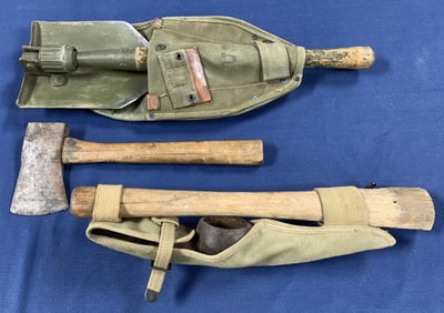 3 Military pcs- Hatchet, Pick, Shovel