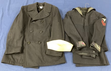 US Navy Uniform & Pea Coat with Hat