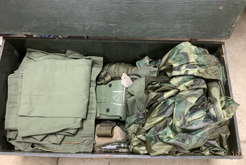 Military Foot Locker w/ clothing, boots, others (1 of 4)
